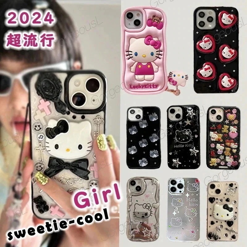 【2個買うと1個無料】サンリオ【qoo10 メガ割 】サンリオキティ iphoneケース キティちゃん iphone15ケース iphone14ケース iPhone13/12/11 ケース PRO 7