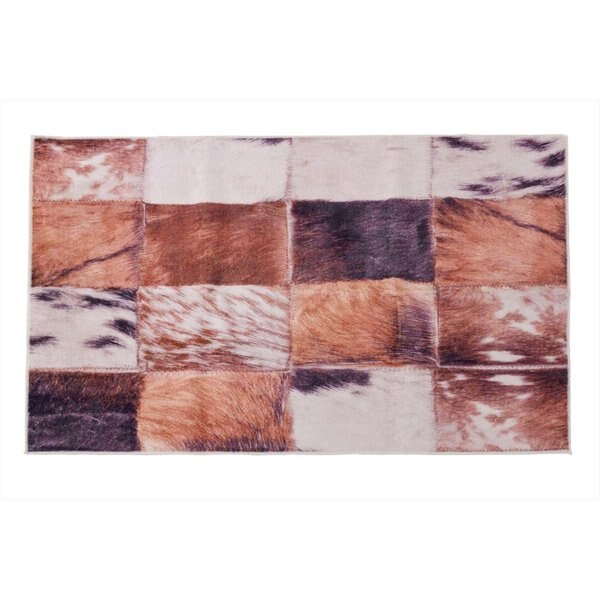 ハラコパッチワーク風のリアルプリントラグ 90130cm 北欧 インダストリアル 敷物 リビング