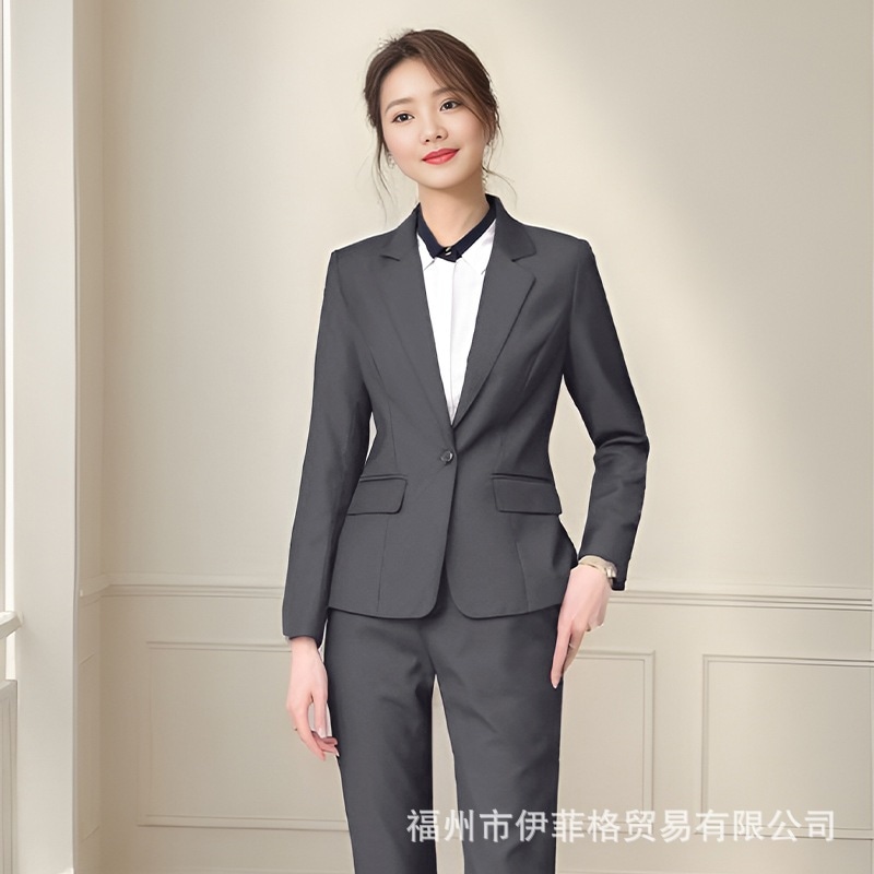 スーツ レディース グレー 2024春秋 おしゃれ プロスーツ l 教師 営業 作業服
