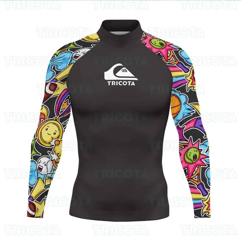 納期1~3週間程：メンズ長袖伸縮性水着ライクララッシュガード水泳トップスビーチTシャツUV保護服サーフィンウェア