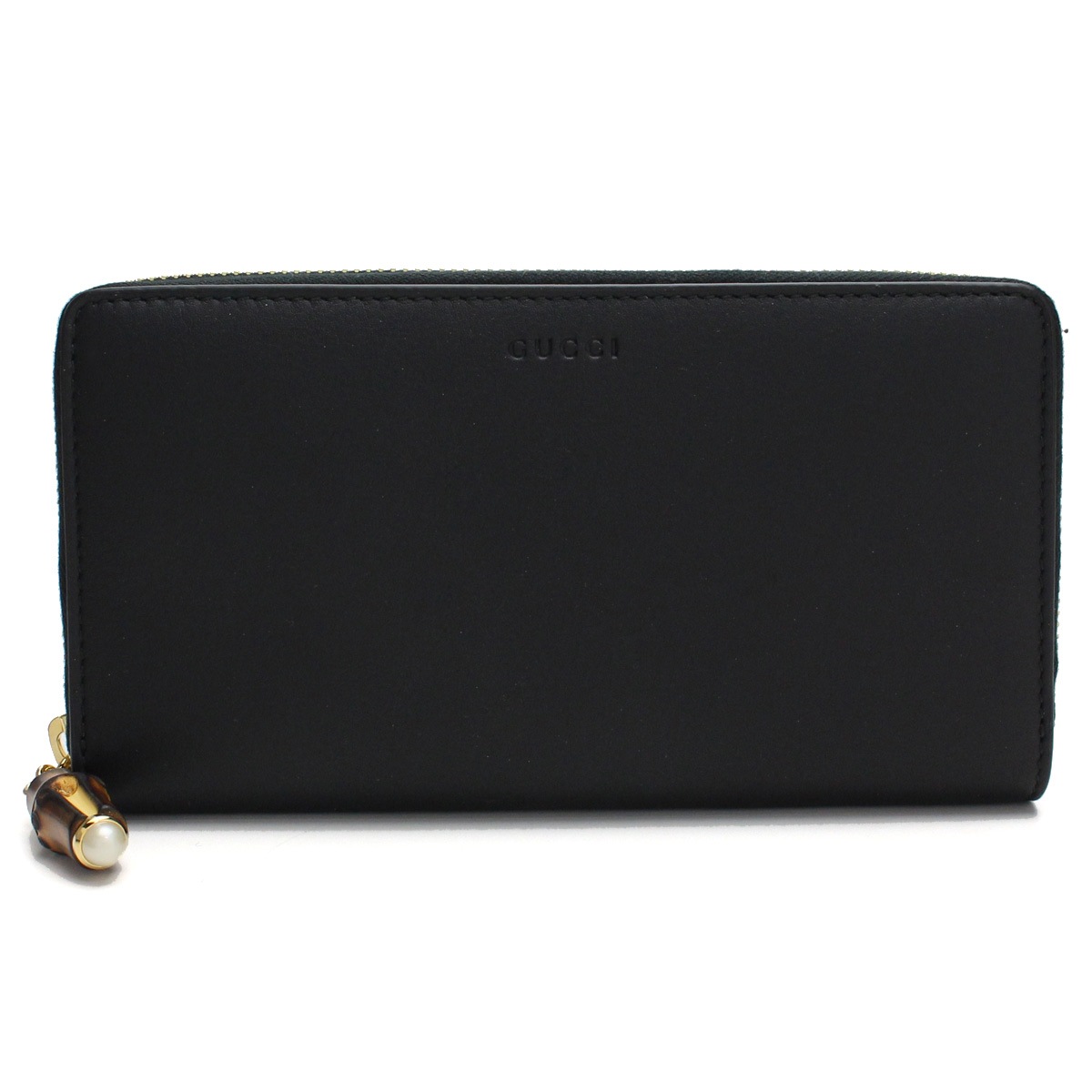 453158-DUV0G-1000　ラウンドファスナー長財布レザー　ブラックゴールド