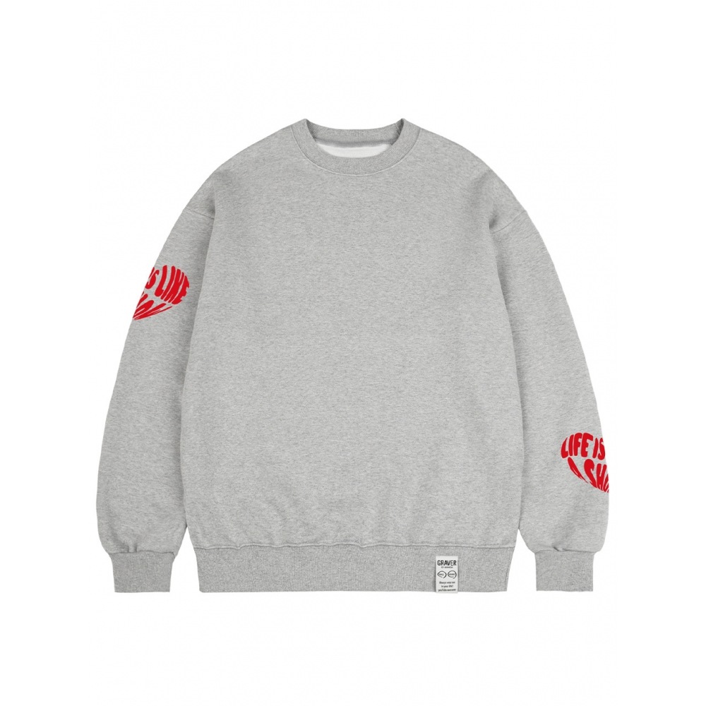 GRAVER マルチライフロゴハートスウェットシャツグレー