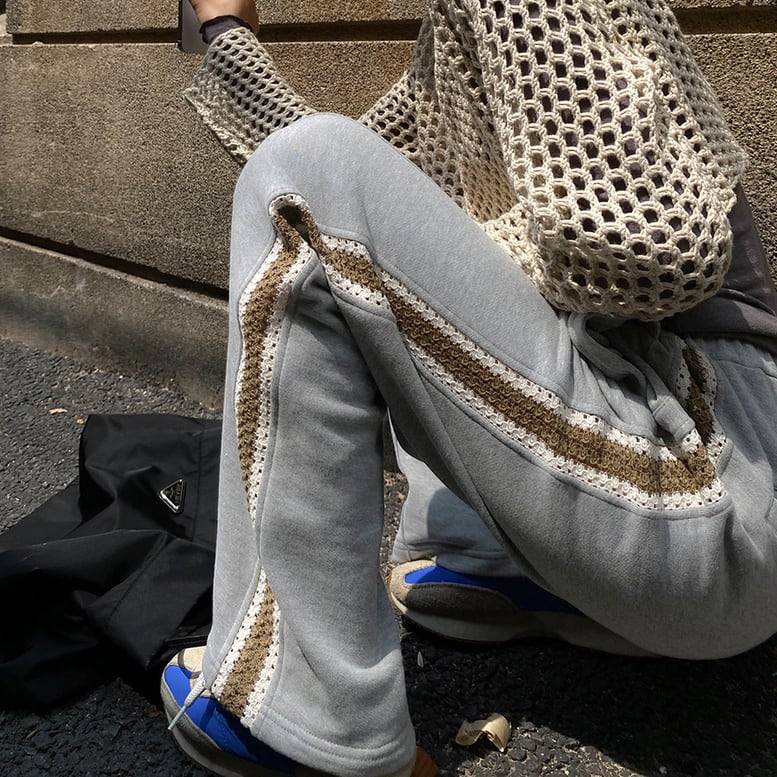 2color レディース サイドラインパンツ ボトムス パンツ サイドライン サイドステッチ センタープレス ワイドパンツ ストレートパンツ スウェットパンツ ロングパンツ ハイウエスト イージーパン