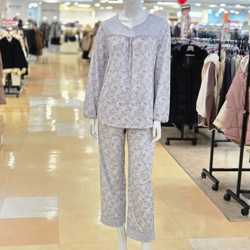 50DポリスパンフラワープリントイージーウェアトップスEZ1939 EZ1939P