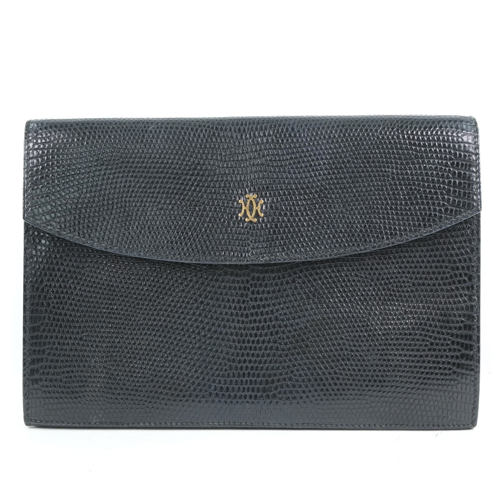 ドキュメント ケース ヴィンテージ ポーチ リザード 黒 ユニセックス 中古品
