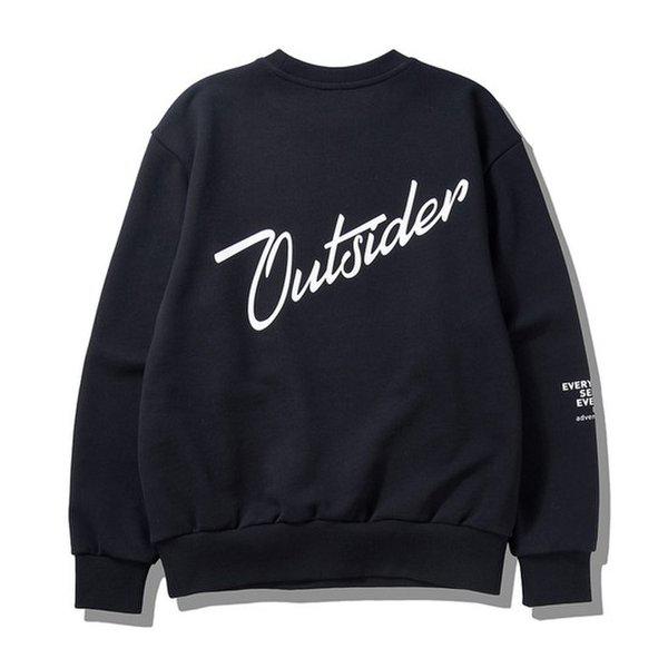 Outsider レタリング バックプリンティング 男女共用 スウェットシャツ JQ1TSU836BK