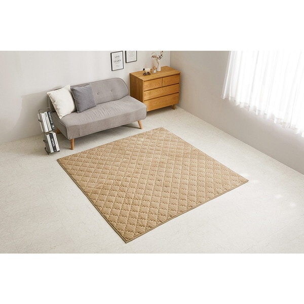 240639521 くすみカラーのストライプフランネルラグ ショコラ 190190 キャメルベージュ メーカー直送