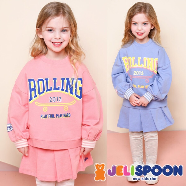 Newパステルローリングプリーツスカート上下服/子供服