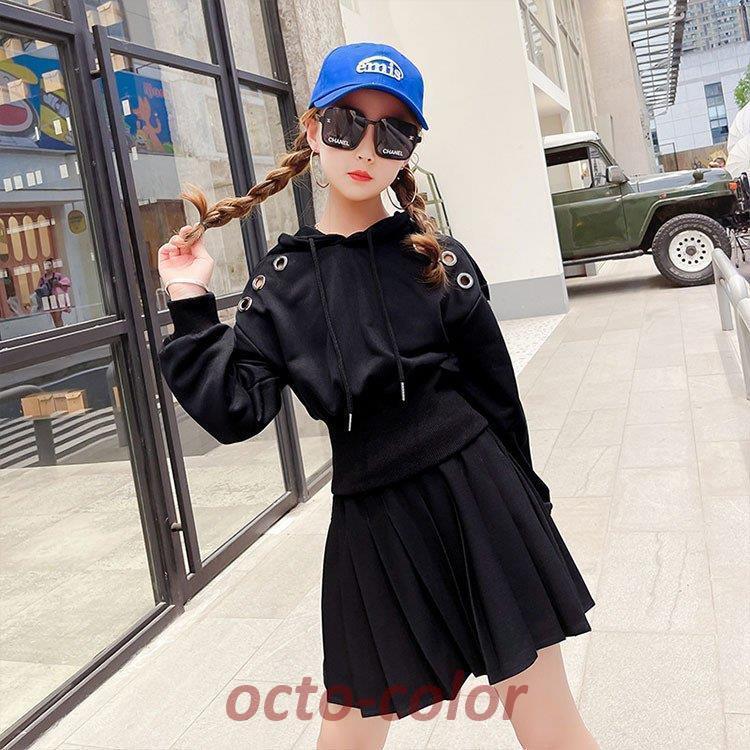 キッズダンス衣装 ヒップホップ 韓国子供服 HIPHOP 黒 練習着 ヒップホップ ジャズダンス 女の子 韓国 チアガール ステージ衣装 子供 応援団 発表会 演出