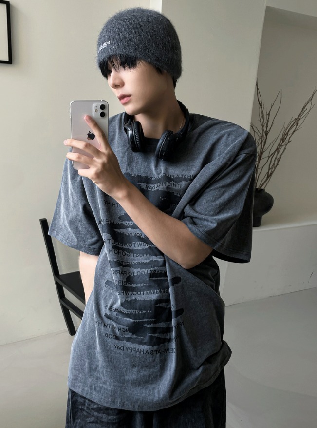 [COSYHARU公式]lettering brush drawing short sleeve T-shirt