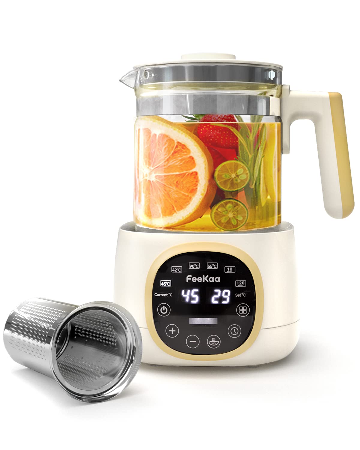 Feekaa 電気ケトル ガラス ケトル温度調節（1℃） 保温機能付き 予約 1.3L 湯沸かしケトル お茶/コーヒー/粉ミルク/お湯/インスタントラーメン 電子ケトル 調乳ポット 耐熱ガラス 茶漉し