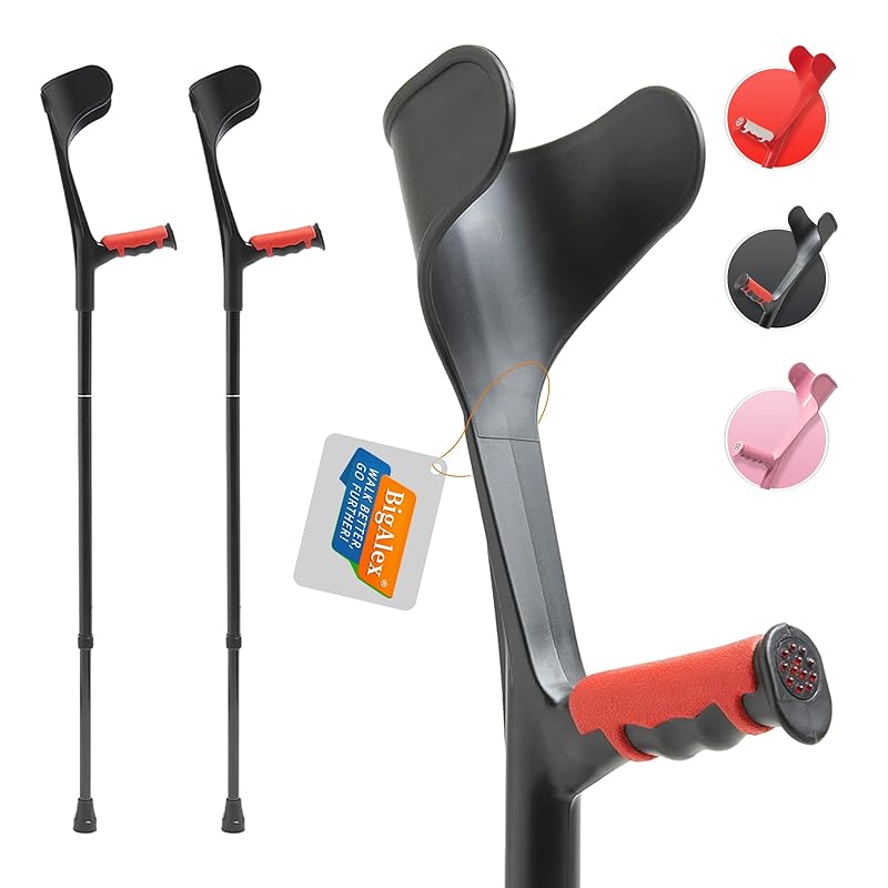 ビグアレクス（BigAlex）クラッチ杖 松葉杖 まつばづえ ロフストランドクラッチ 折りたたみ 折り畳み 伸縮式 ロフストランド ステッキ リハビリ アルミニウム 軽量 歩行補助 10段階調節可能(