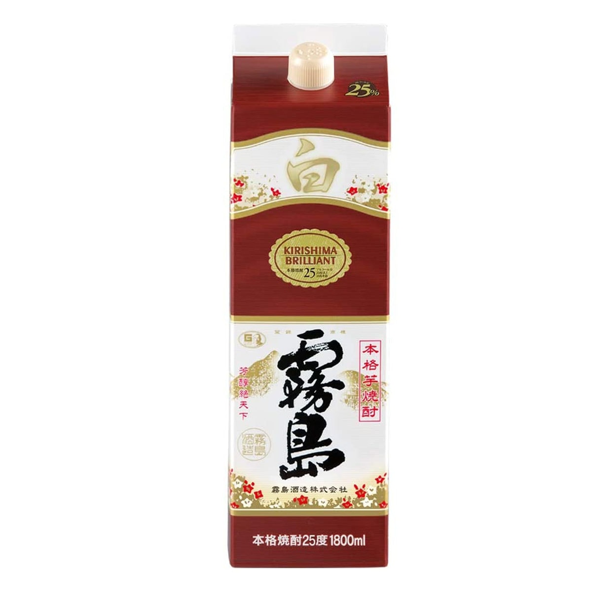 白霧島 芋焼酎 25度 1.8L (1800ml) パック 6本入 1ケース(6本) 8,215円