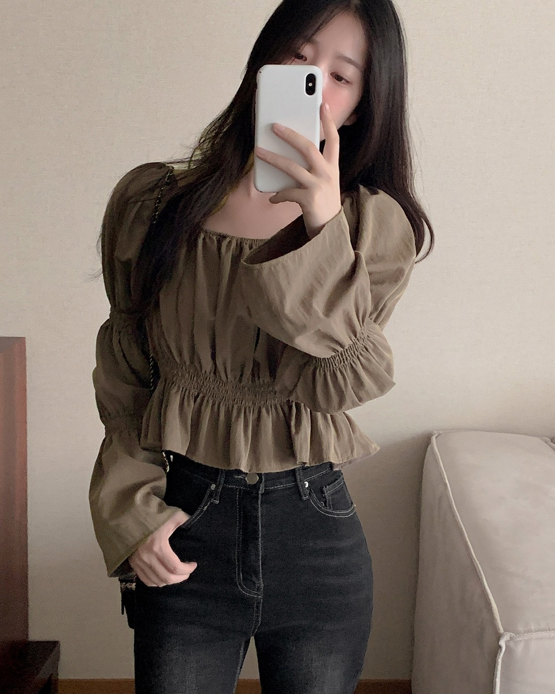 スメッシャーリングブラウス韓国ファッション レディース