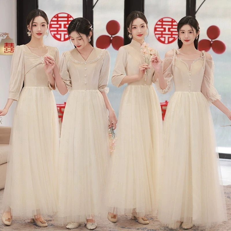 メガ割 Vネック お揃いドレス ドレス 結婚式ワンピース 体型カバー 25 母親 【縁喜】花嫁ロングドレスブライズメイド パーティードレス フォーマルドレス グレー 同窓会