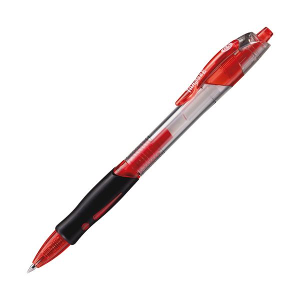 （まとめ）TANOSEE ノック式 ゲルインクボールペン スリム 0.5mm 赤 1セット（10本） 10セット