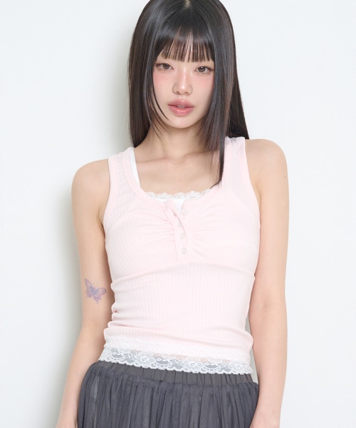 【ILLIGO】 LAYERED TRIMMING SLEEVELESS PINK 正規品