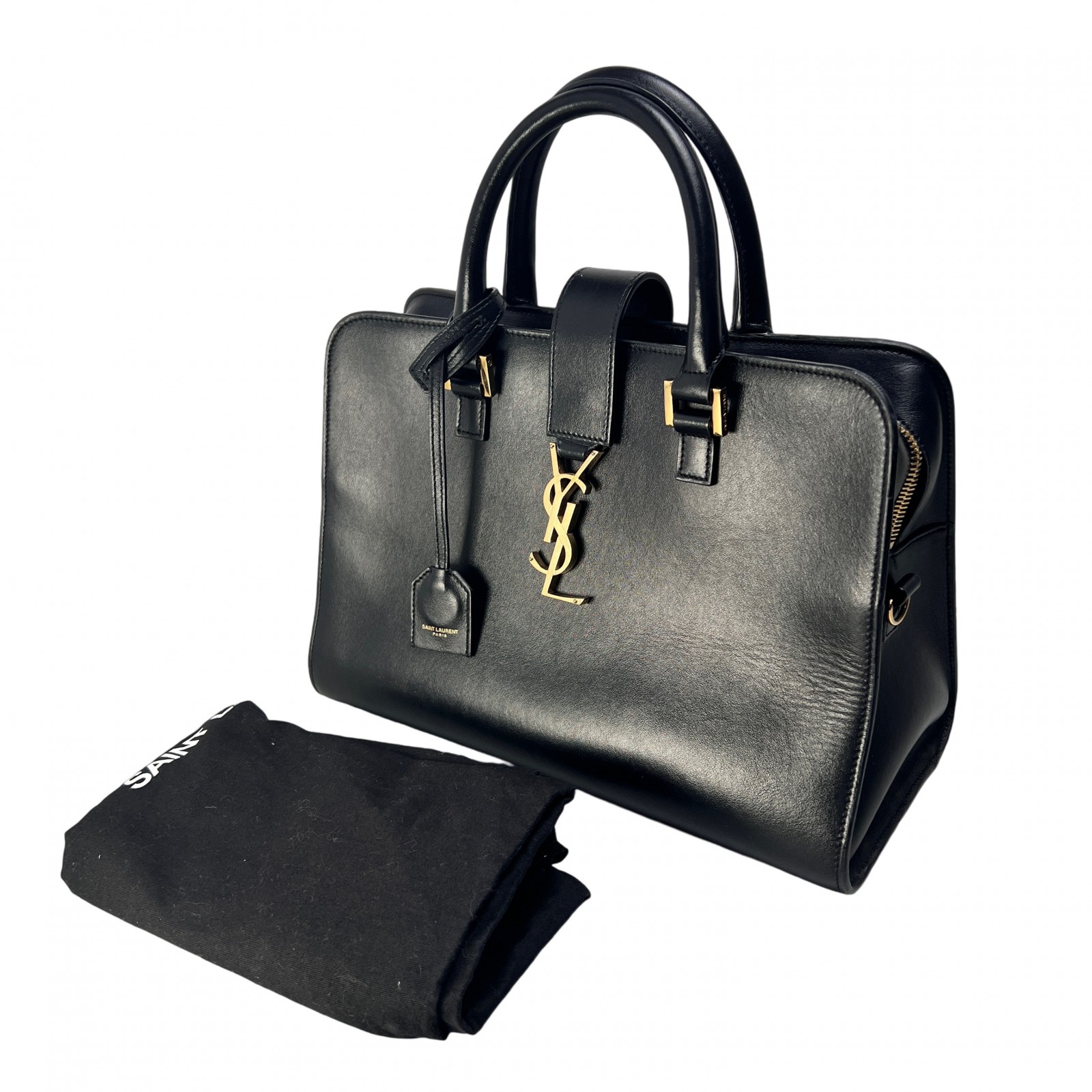 SAINT LAURENT サンローラン カバス レザー ショルダーバッグ 黒 A-13849