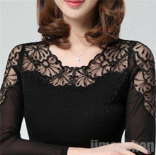 春秋　レースブラウス チュニック　長袖　ミディアム丈　薄手　日常　レディースチュニック　二次会　結婚式　仕事　ＯＬ　2色