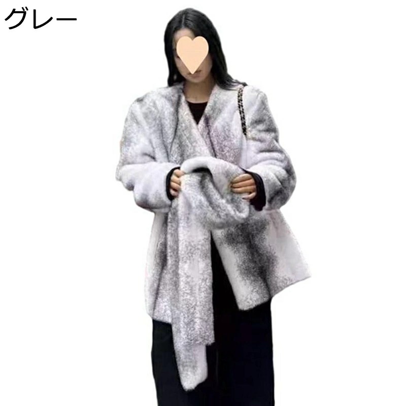 ファーコート レディース モコモコ フェイクファー ボアブルゾン スカーフ付き エコファー コート ショート丈コート シャギー 冬物 韓国風 ギャル 防寒 保温 フェミニン ヴィンテージ OL