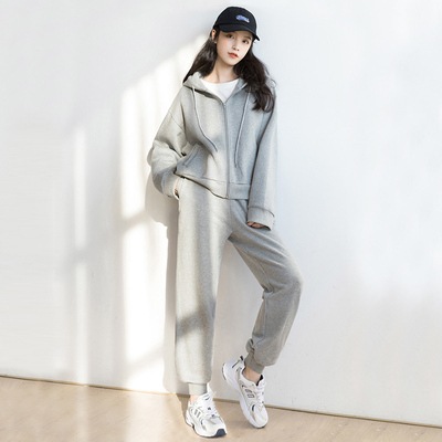 トップス ボトムス パンツ デート プルオーバー フーディー スウェット ショート ショート丈 袖あり 長袖 ハイウエスト 個性的 グレー S M L XL セットアップ スポーティ ゆったり