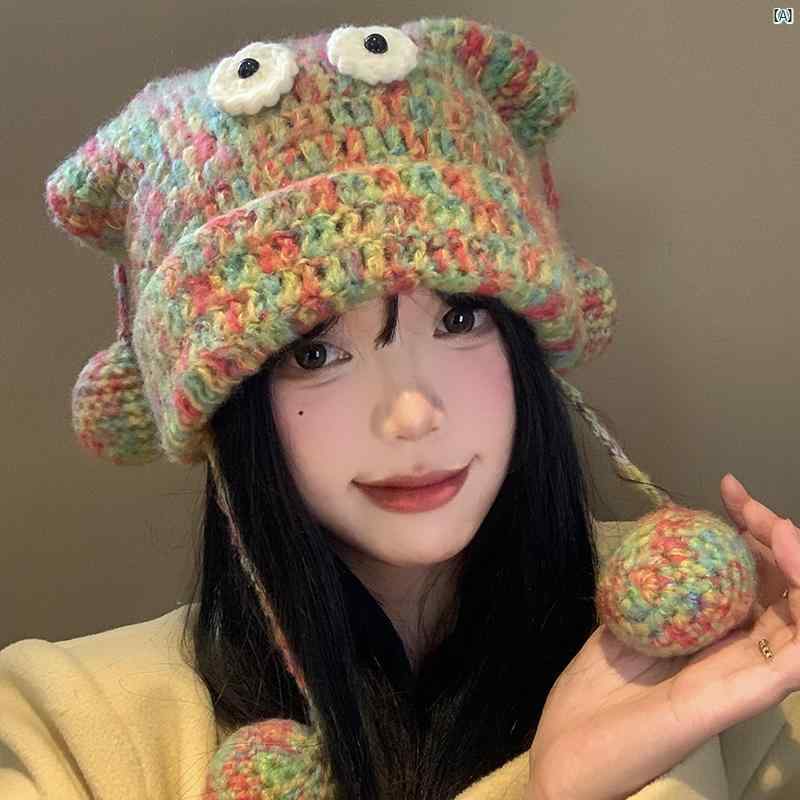 レディースファッション　ファッション小物　オシャレ タッセル ボール かわいい ウール 帽子 付いた 秋冬 醜くてお しろ カラフル ニット 帽 保温性 顔 見せる す