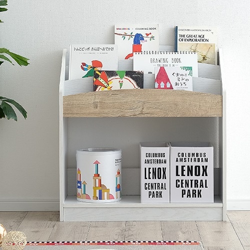 優しい木の質感 おしゃれ 絵本ラック ブックラック 絵本棚 本棚 ランドセル収納 おもちゃ 木製 パステル マルチカラー