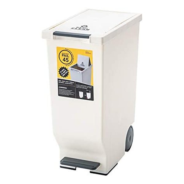 スライドペダルペール45L フタ付きゴミ箱 ホワイト W26×D44.5×H58 LFS-764WH