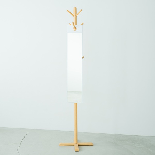 (4枚セット)フックミラー(100) (ホワイト/白) 幅20cm×高さ100cm ウォールミラー/壁掛け/鏡/飛散防止加工/日本製/省スペース/スリム/業務用/完成品/NK-1000