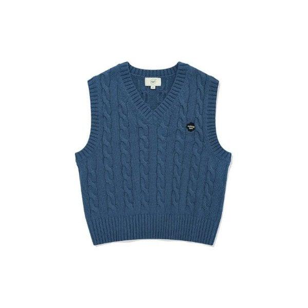 チョッキ JQS CO2403KT75-BL ウーマン ケーブル ニット ベスト Blue