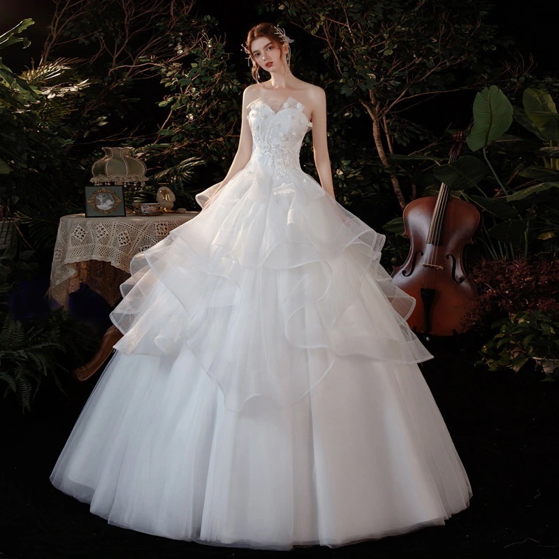 ブメインウェディングドレス2025花嫁フェミニンフォレストスタイルシンスーパーお出かけプリンセス風ライトガーゼスカート 8,395円