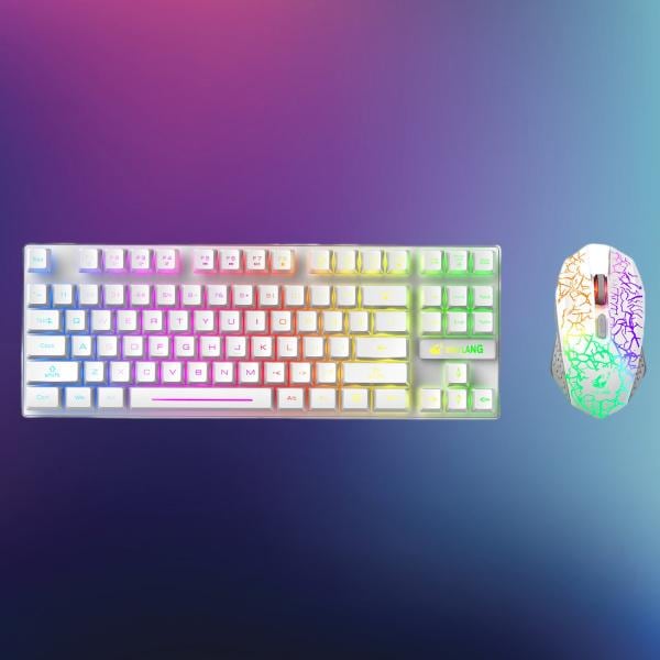 ゲーミングワイヤレスRGBバックライト付きキーボードとマウスのコンボ2400dpiホワイト 7,129円