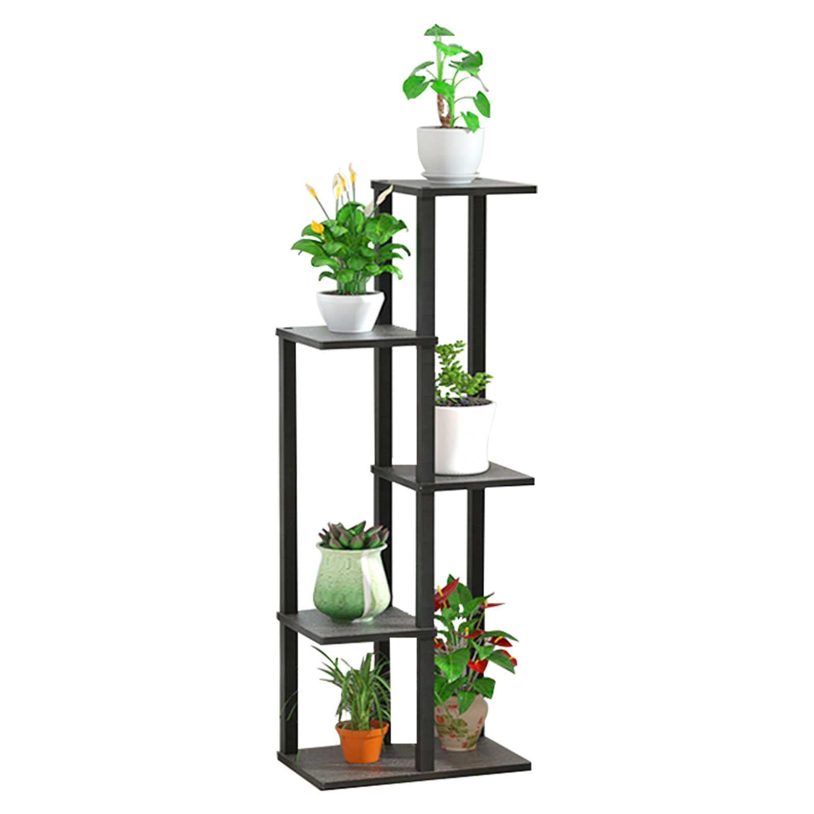 フラワースタンド 室内 プランタースタンド 北欧 花台 ガーデンラック 5階 園芸ラック 観葉 植物 MDF木製 PVCファイバー角パイプ 花台 安定させる 組み立てが簡単 耐荷重30キロ