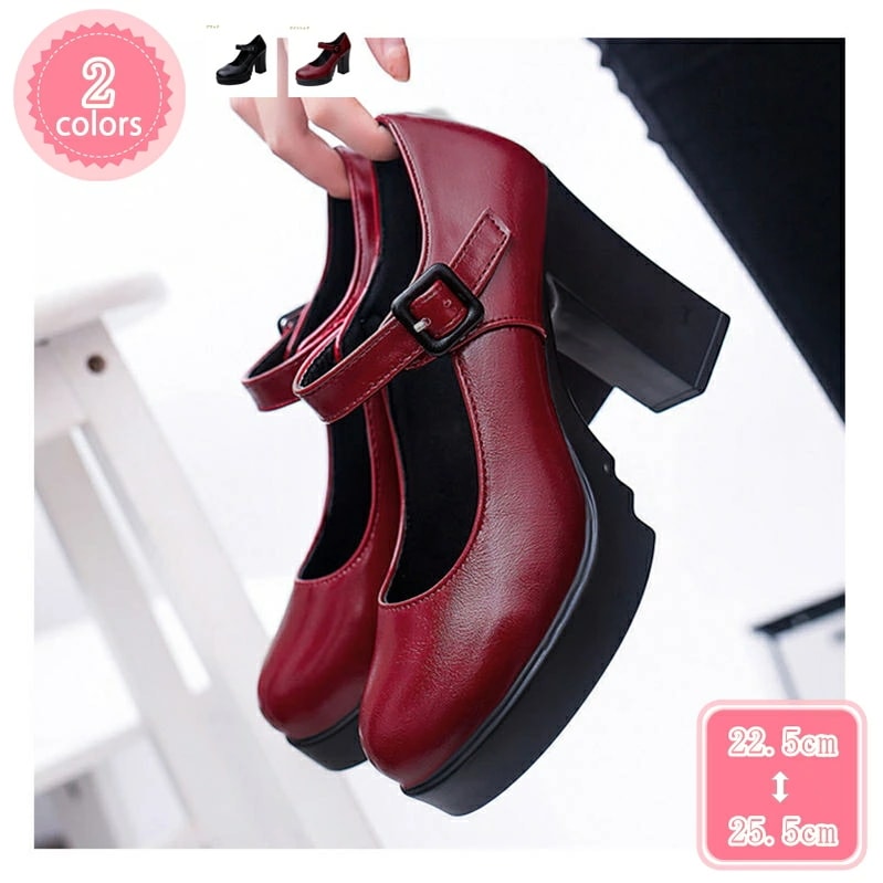 500円OFFクーポン パンプス レディース ハイヒール ストラップ 太いヒール レディースシューズ 履きやすい 大きいサイズ 痛くない アンクルストラップ ラウンドトゥ 美脚 靴 エレガント