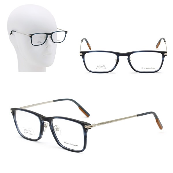 フレームのみ EZ5192-D/V 092 57 ネイビーハバナ Ermenegildo Zegna メガネ 眼鏡 アジアンフィット