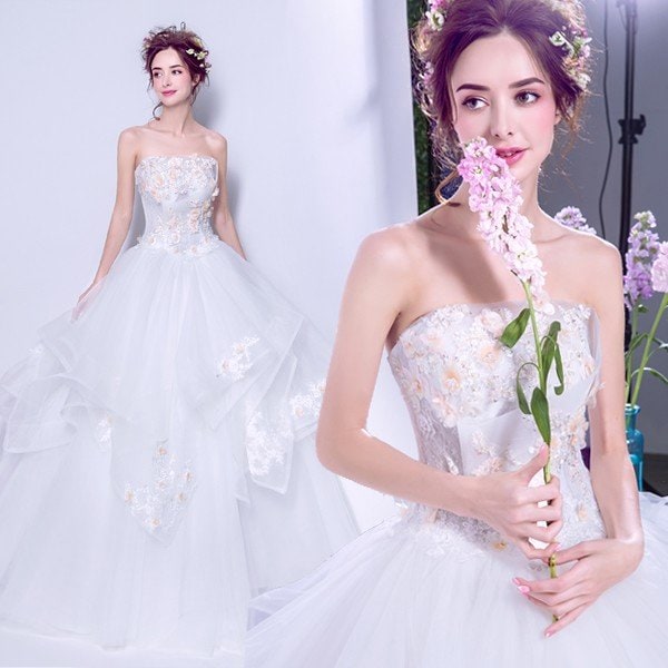 ウエディングドレス 安い 二次会 ウェディングドレス 夏 結婚式 プリンセス エンパイア 花嫁 ドレス 披露宴 ロングドレス ブライダル 大きいサイズ 10,878円