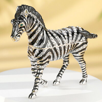 【正規品】 シマウマB クリスタルガラス付きジュエリーボックス インテリア雑貨 置き物 279-1