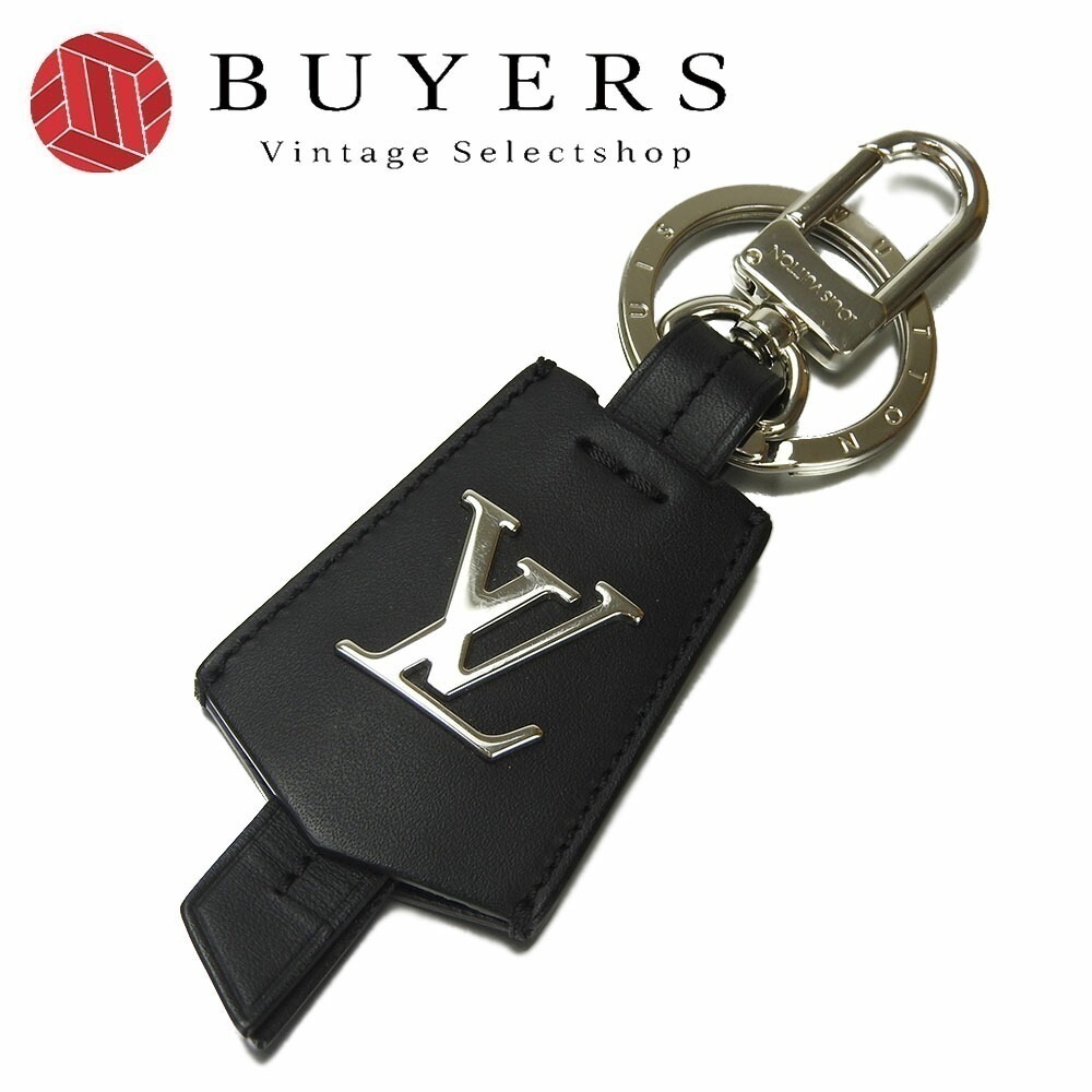 中古 ルイヴィトン キーリング キーホルダー ブラック 黒 クロッシュ クレ メンズ 男性 シルバー金具 M68020 LV ビトン レザー LOUIS VUITTON keyring black s