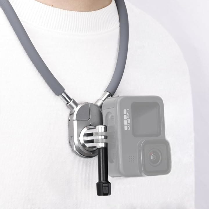 首掛けスマホホルダー 磁気クイックリリース首掛けマウント 1秒着脱 角度調整可能 自転車 スノーボード Vlog用 ハンズフリー第一視点撮影アクセサリー GoPro全機種・対応-599
