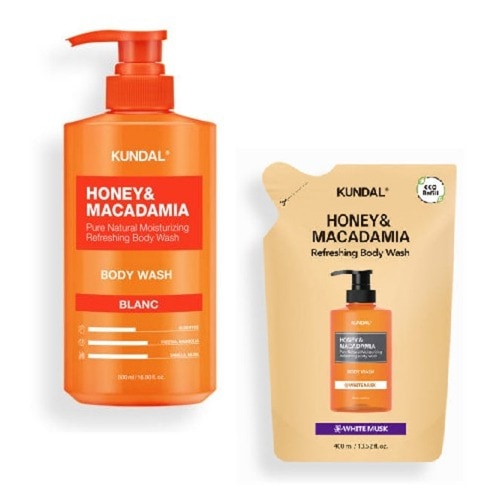 クンダルピュアボディウォッシュブラン500ml+詰め替えパックホワイトマスク400ml保湿鎮静香りしっとり滑らか