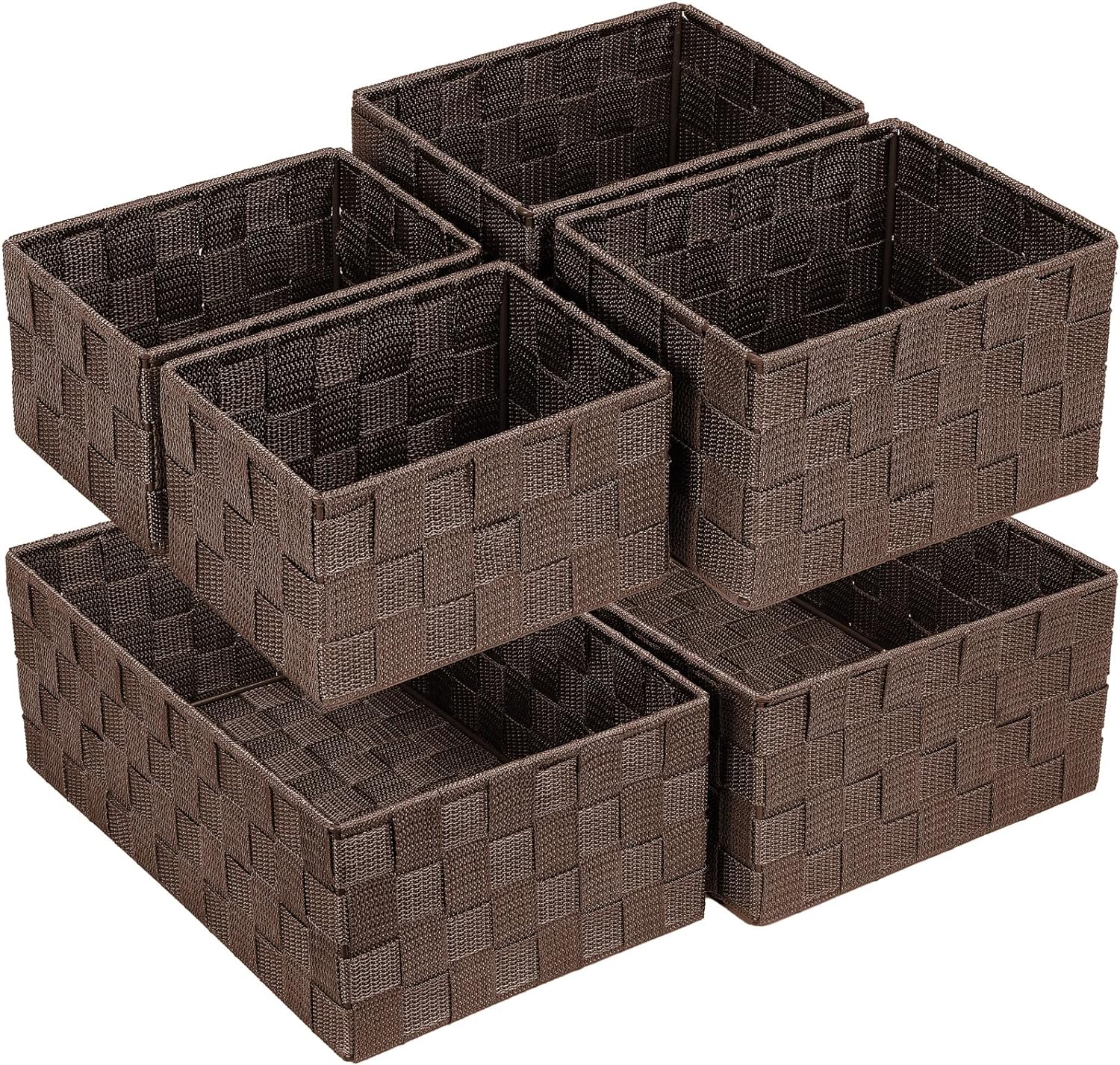 Woven Storage Baskets for Organizing 6 Pack, Large&Small Storage Cube Bins Set for Bathroom, Storage