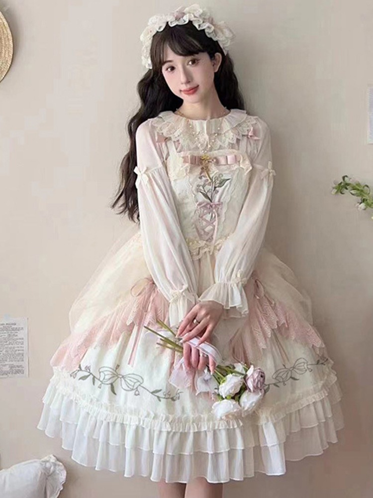 【激安本日限定】ロリータ ワンピースロリータスカートはとてもキュートで甘いプリンセススカートですロリータ女性ライトロードレス秋サスペンダースカートjsk夏