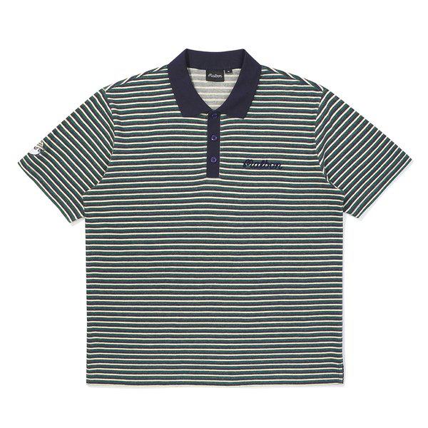 [マルボン公式] ストライプハーフジップカラーTシャツ GREEN (MAN)