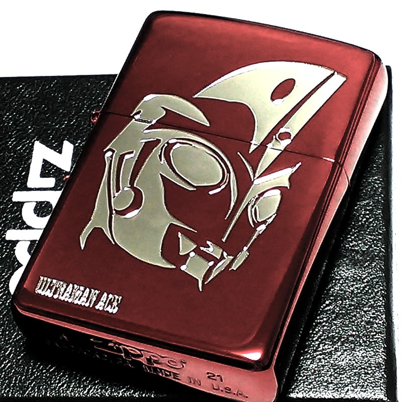 ジッポ ライター ウルトラマンエース ZIPPO アニメ ワインレッド 円谷プロ 銀差し 両面加工 赤 キャラクター メンズ かっこいい ギフト プレゼント