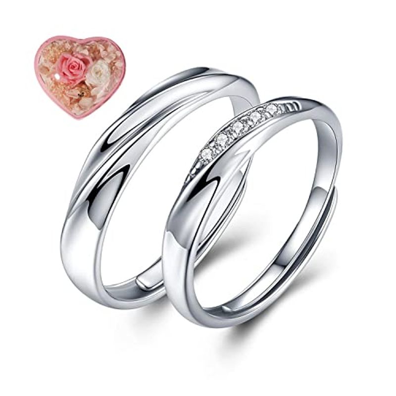 納得できる割引 JUDYの秘密愛の言葉ペアリング スワロフスキージルコニア 純銀製指輪 レディースリング メンズリング キラキラ 結婚指輪 婚約指輪 専用ボ 指輪