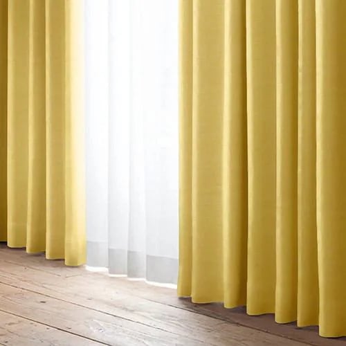 [100×200]ドレープカーテン 遮光 遮熱 防炎 YDDリーセント イエロー2枚入