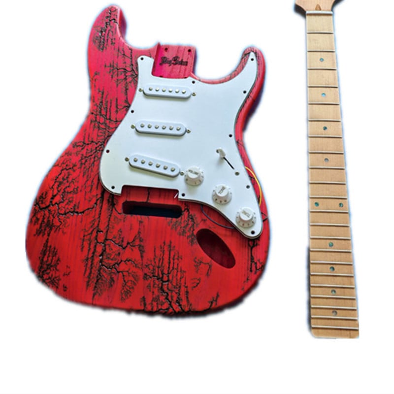 半完成6弦tremolo電気ギター 炭酸灰ボディペンキなし モミジの首と指板を焼く すべてのハードウェア BJ231-1