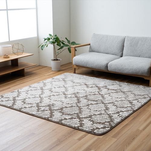 イケヒコ・コーポレーション ラグ レリフ 縦180cm×横180cm ベージュ ホットカーペットや床暖対応