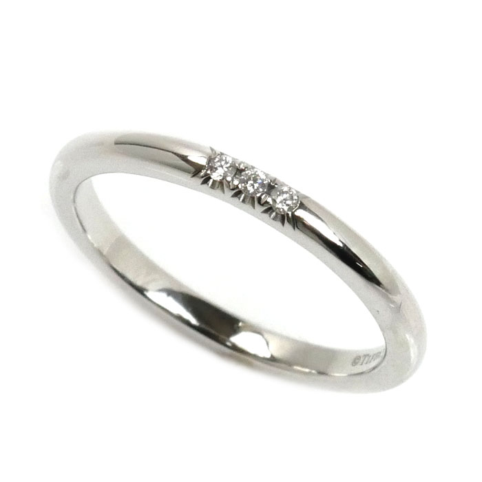 TIFFANY&Co. ティファニー Pt950プラチナ クラシックバンド 3Pダイヤ リング・指輪 61000895 ダイヤモンド 10号 3.4g レディース 中古 美品指輪
