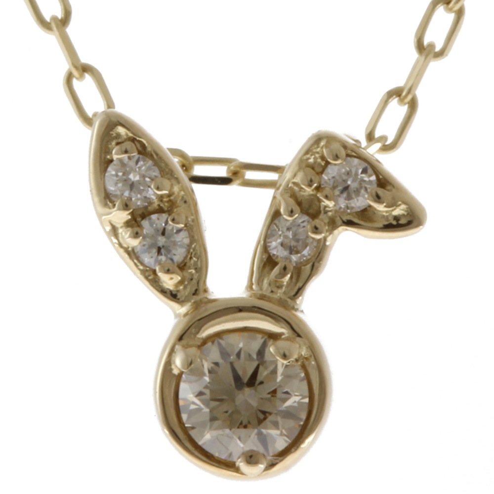 うさぎ ラビット 干支 ネックレス 10金 K10イエローゴールド ダイヤモンド 0.1ct 新品